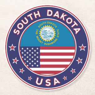 South Dakota Round Paper Coaster