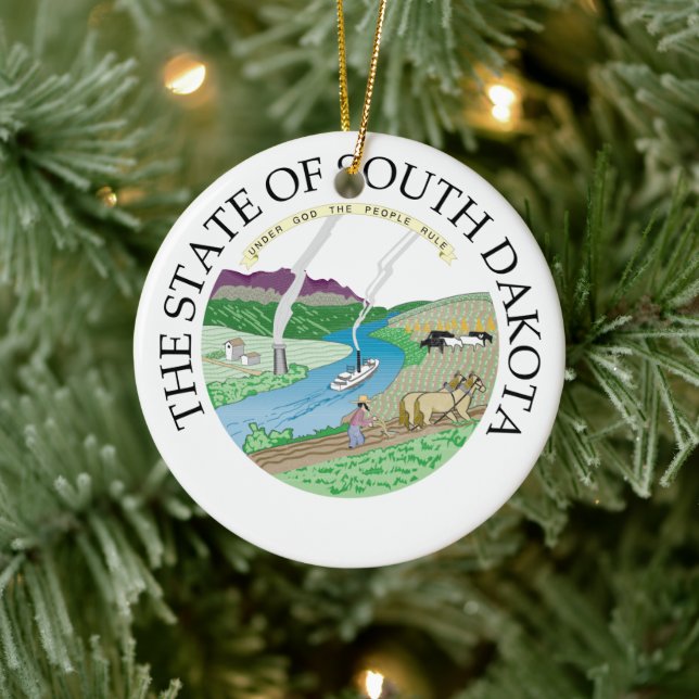 South Dakota sign Ceramic Ornament (Tree)