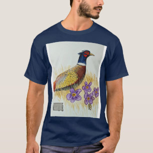 South Dakota state bird flower the pheasant and Am T-Shirt