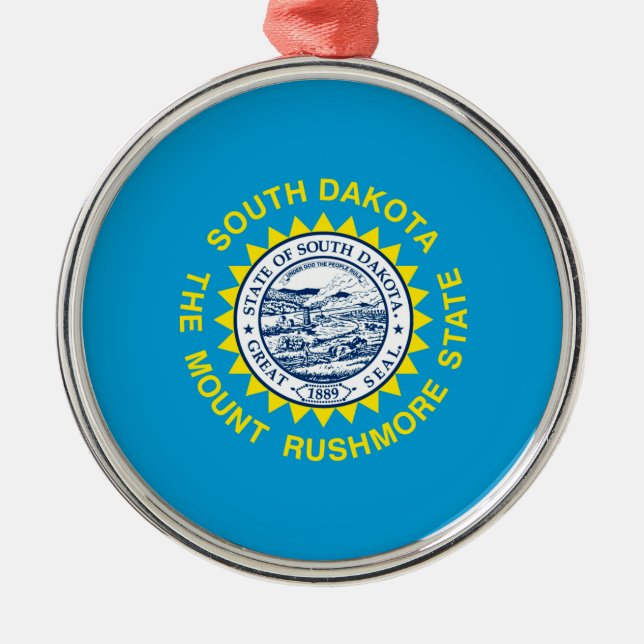 South Dakota State Flag Design Metal Tree Decoration (Front)