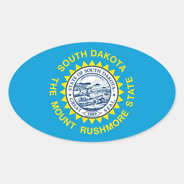 South Dakota State Flag Design Oval Sticker (Front)