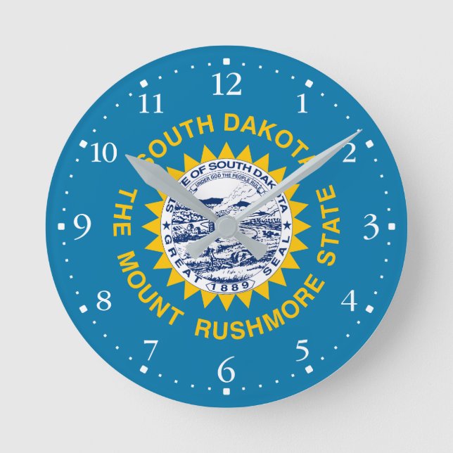 South Dakota State Flag Round Clock (Front)