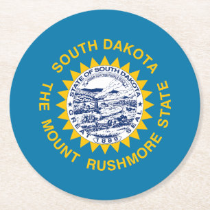 South Dakota State Flag Round Paper Coaster
