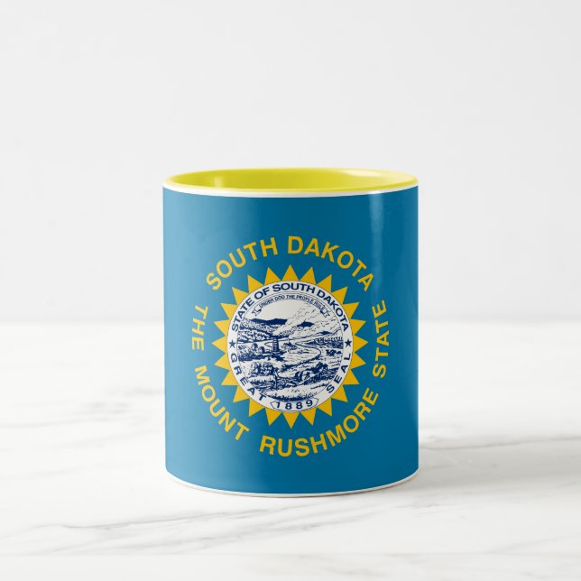 South Dakota State Flag Two-Tone Coffee Mug (Center)