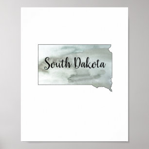 South Dakota State Illustration Poster
