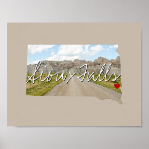 South Dakota State Photo insert and town name Poster