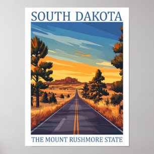 South Dakota the Mount Rushmore State USA Travel Poster