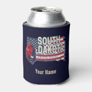 South Dakota United States Retro State Map Vintage Can Cooler