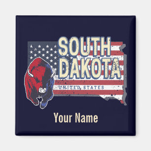 South Dakota United States Retro State Map Vintage Magnet