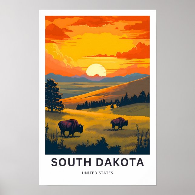 South Dakota United States Travel Print (Front)