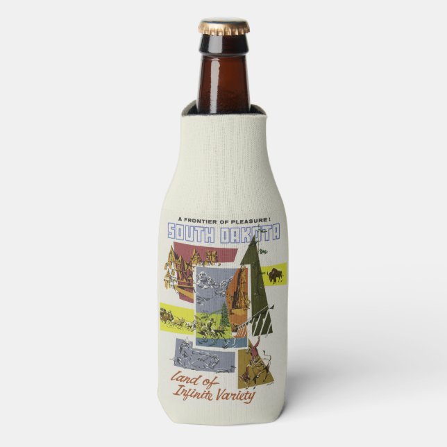 South Dakota USA Vintage Travel bottle cooler (Bottle Front)