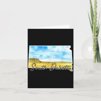 South dakota watercolor landscape art for nature card