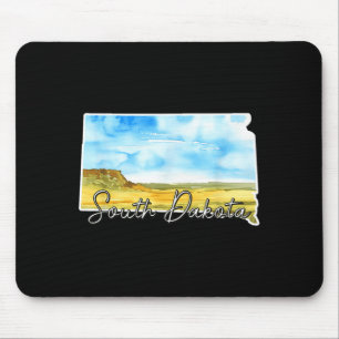 South dakota watercolor landscape art for nature mouse pad
