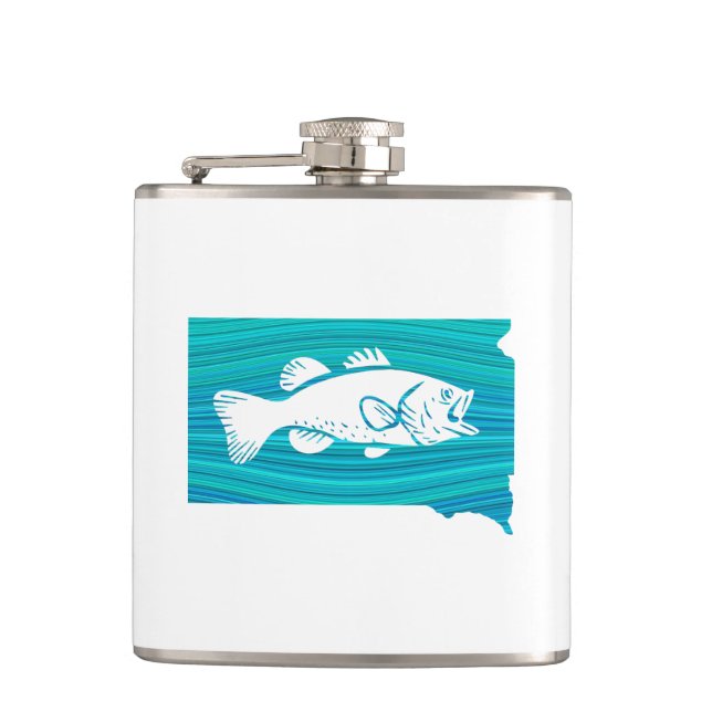 South Dakota Wave Fishing Hip Flask (Front)