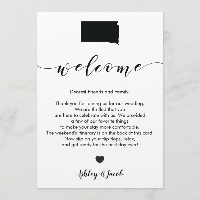 South Dakota Wedding Welcome Letter & Itinerary Program (Front)