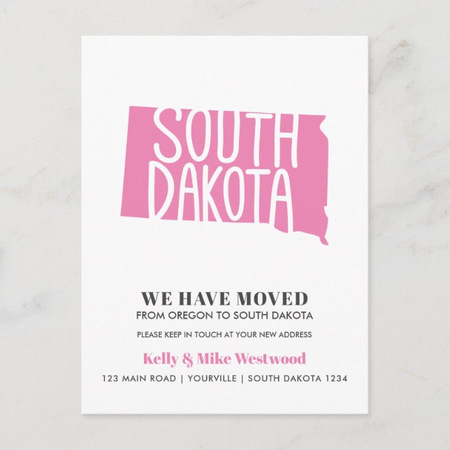 SOUTH DAKOTA  We've moved New address New Home Pos Postcard (Front)