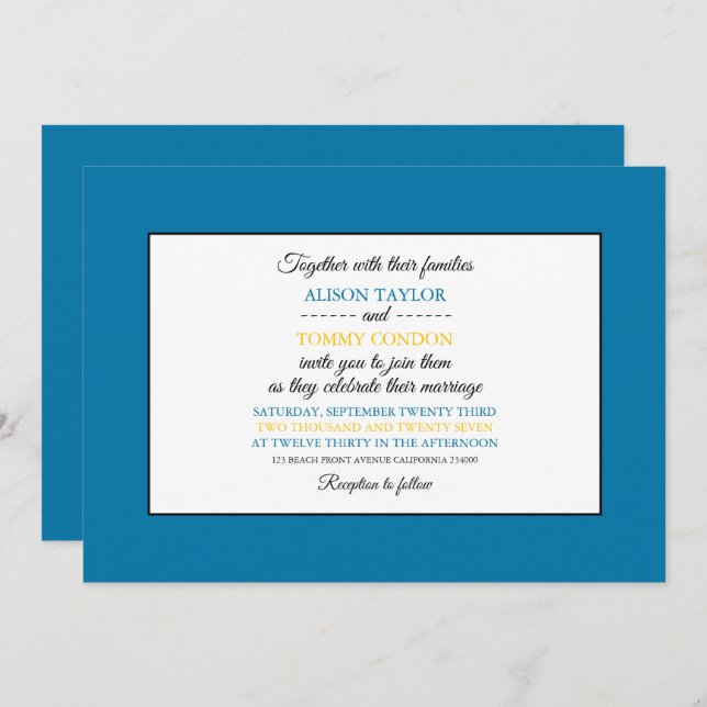 South Dakotan Flag, Flag of South Dakota Wedding Invitation (Front/Back)