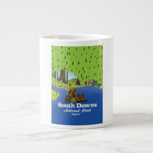 South Downs National Park England travel poster Large Coffee Mug