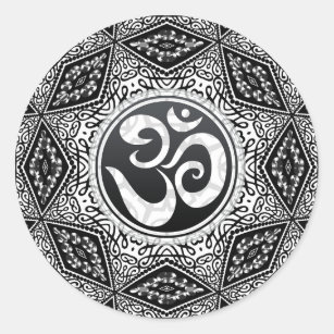 South Eastern Sun Black+White Aum Mandala Sticker