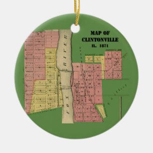 South Elgin Illinois Clintonville Map Art 1871 Ceramic Ornament