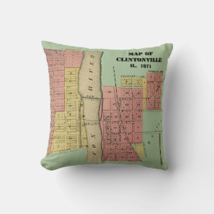 South Elgin Illinois Clintonville Map Art 1871 Cushion