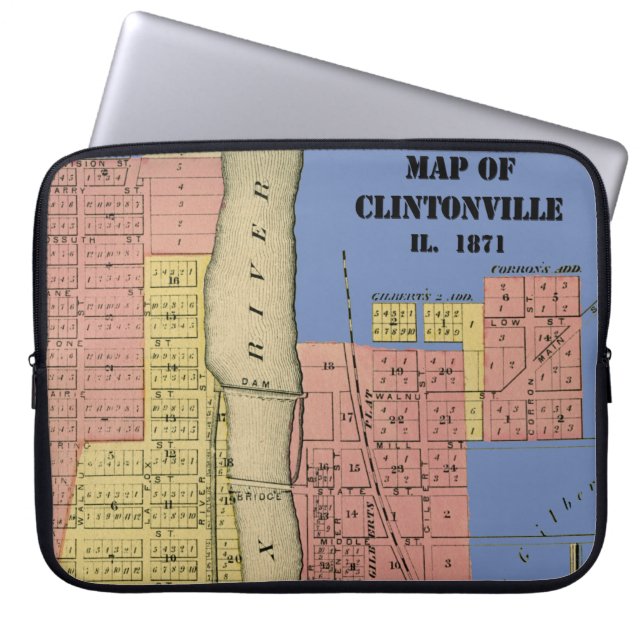 South Elgin Illinois Clintonville Map Art 1871 Laptop Sleeve (Front)