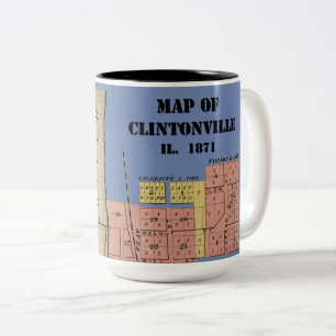 South Elgin Illinois Clintonville Map Art 1871 Two-Tone Coffee Mug