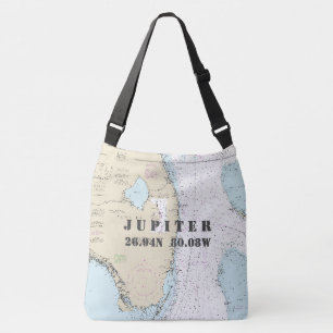 South Florida Latitude Longitude Nautical Theme Crossbody Bag