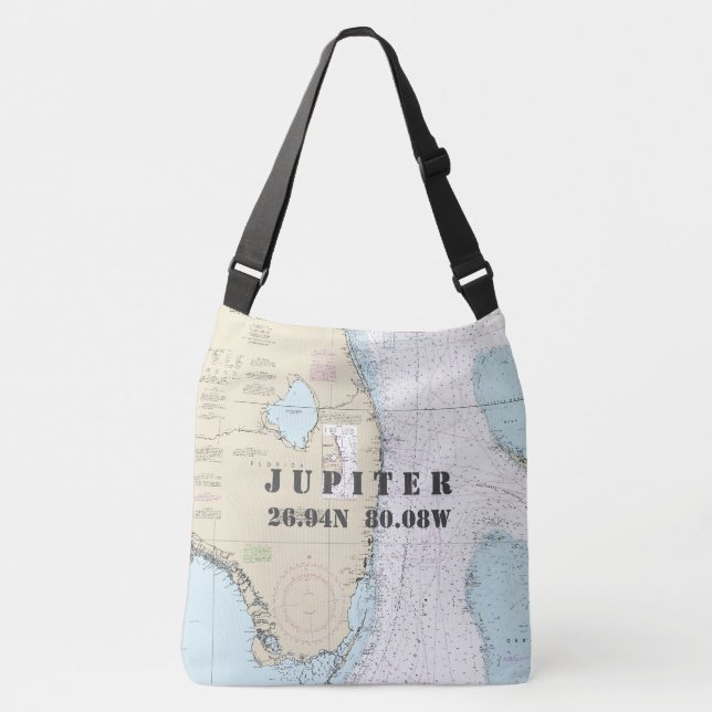 South Florida Latitude Longitude Nautical Theme Crossbody Bag (Front)