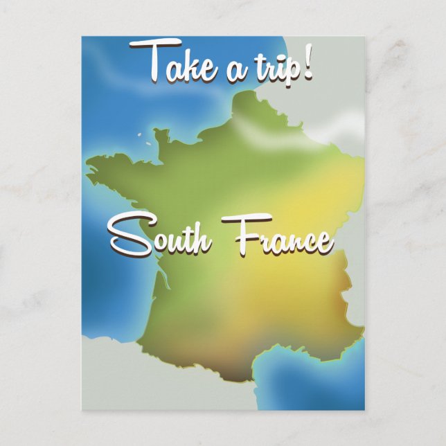 South France Map travel poster Postcard (Front)