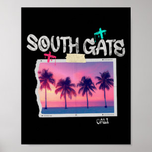South Gate California Retro Surfer Vintage Beach M Poster