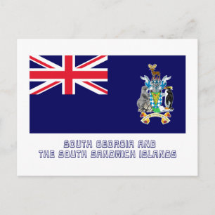 South Georgia &  S Sandwich Islands Flag with Name Postcard