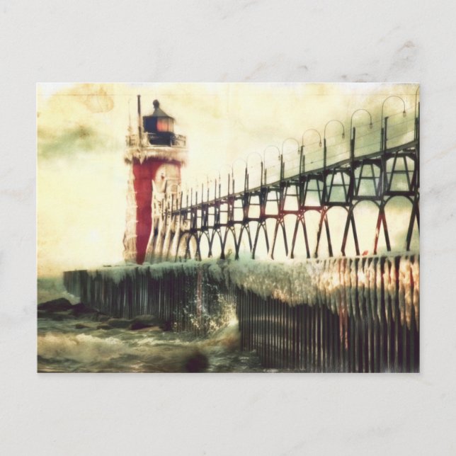 South Haven Michigan Lighthouse Postcard (Front)