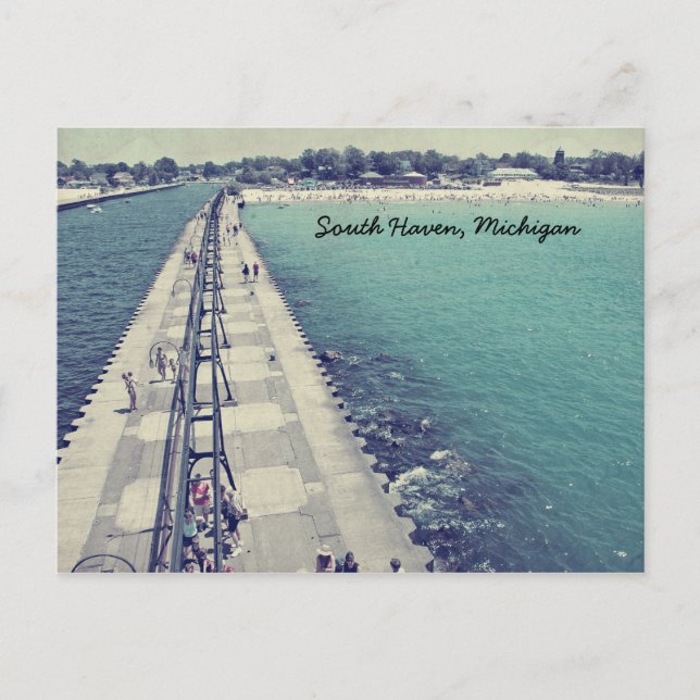 South Haven Michigan Lighthouse Postcard (Front)