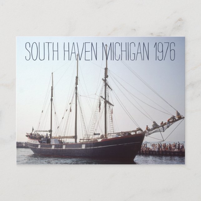 South Haven Michigan Tall Ship 1976 Postcard (Front)
