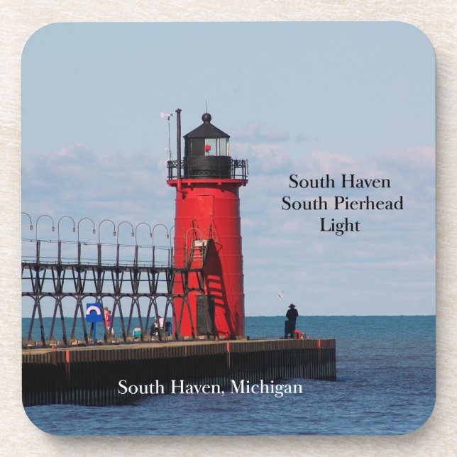 South Haven South Pierhead Light plastic coasters (Front)