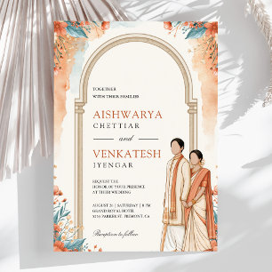 South Indian Couple Arch Wedding Invitation
