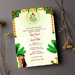 South Indian Hindu Wedding Ganesha and Banana Tree Invitation<br><div class="desc">Embark on a journey of love and tradition with our South Indian Hindu Wedding Invitation featuring a Ganesha logo, a symbolic Banana Tree, and an adorable depiction of a South Indian couple. This intricately designed invitation captures the essence of cultural richness and matrimonial bliss. The Ganesha logo brings auspicious blessings...</div>