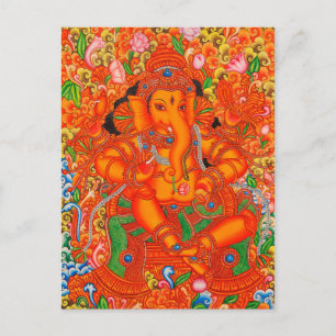 SOUTH INDIAN LORD GANESH TANJORE PAINTING POSTCARD