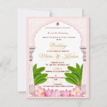 South Indian Lotus Temple Wedding Invitation Suite