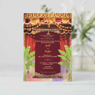 south indian scroll design wedding invitation