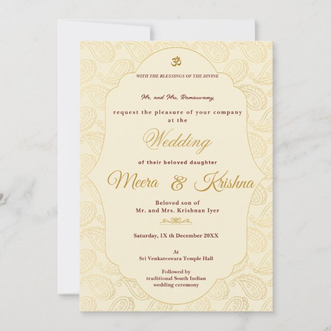 South Indian Wedding Invitation  (Front)