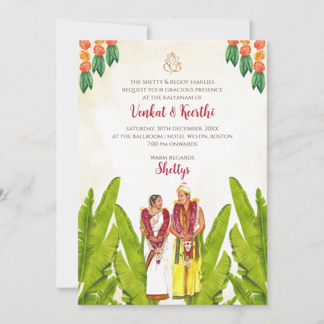 South Indian Wedding invitations Digital (Front)