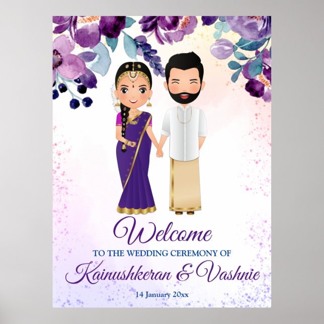 South Indian wedding Tamil Telugu purple blue Poster (Front)