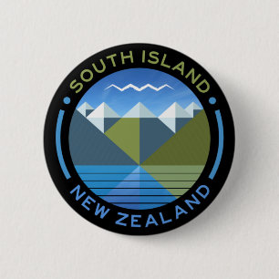 SOUTH ISLAND NEW ZEALAND 6 CM ROUND BADGE