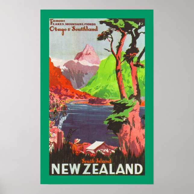 South Island New Zealand (border) Poster (Front)