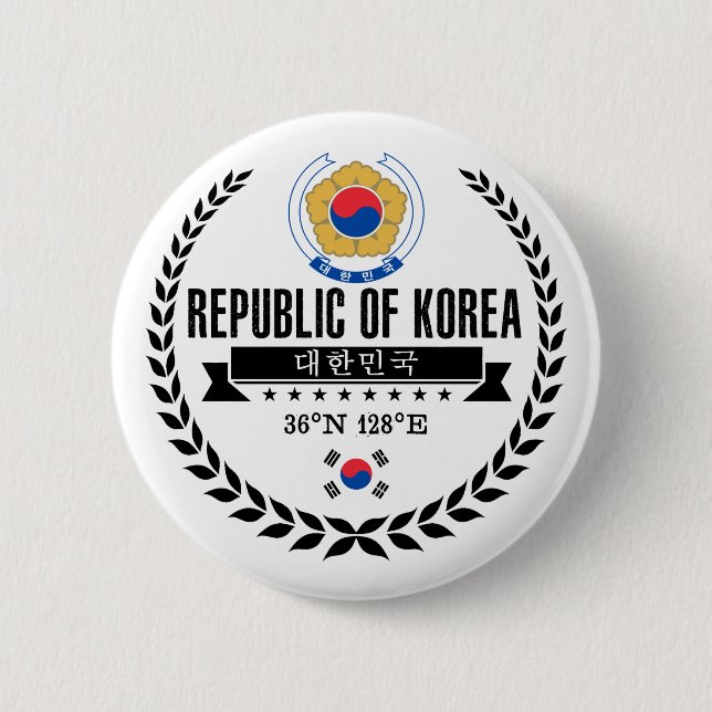 South Korea 6 Cm Round Badge (Front)