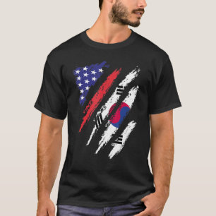 South Korea American Grown Flag USA Patriot Herita T-Shirt