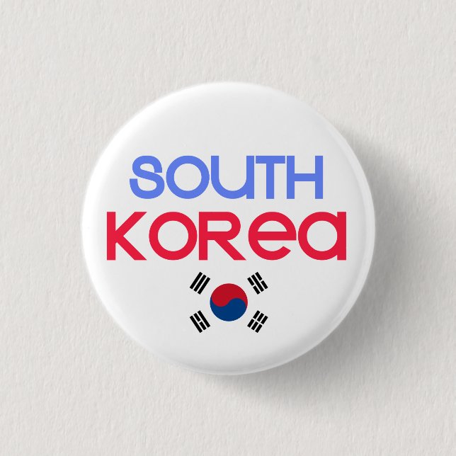 South Korea and a (south korean flag) 3 Cm Round Badge (Front)