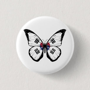 South Korea Butterfly Flag 3 Cm Round Badge